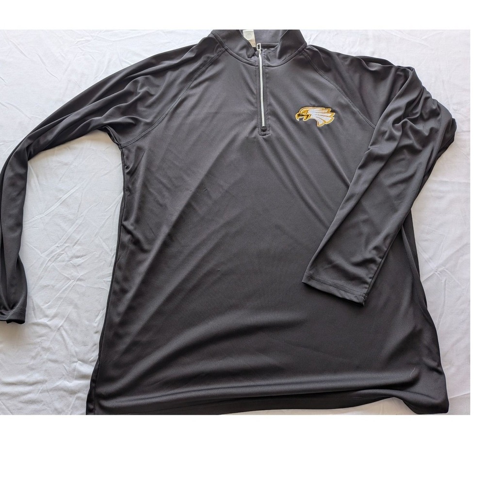 BAW Mens Quarter Zip Pullover Black Eagle Logo Performance Shirt Large